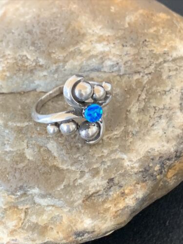 Southwestern Women's Navajo Blue Opal Ring | Sterling Silver | Sz 7 | 10814