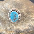 Navajo Blue Kingman Turquoise Ring | Sterling Silver | Sz 8 | Authentic Native American Handmade | 11921