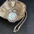 Navajo Blue Golden Hills Pendant Necklace | Sterling Silver | Authentic Native American Handmade | 14601