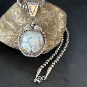 Navajo Blue Golden Hills Pendant Necklace | Sterling Silver | Authentic Native American Handmade | 14601