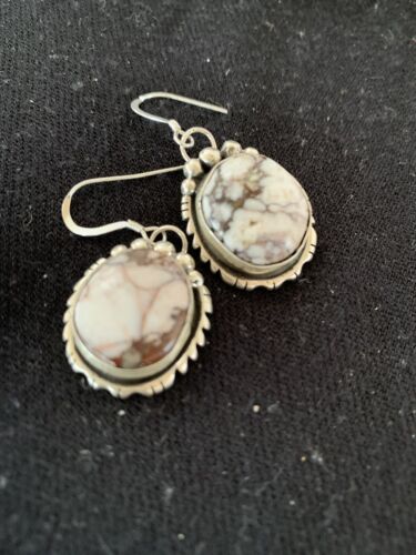 Navajo Wild Horse Turquoise Dangle Earrings | Sterling Silver | 1" | Authentic Native American Handmade | 00149