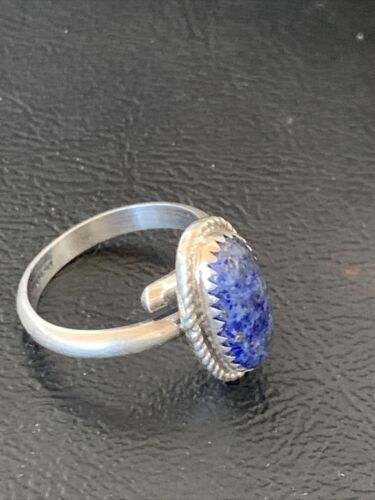 Navajo Lapis Lazuli Adjustable Ring | Sterling Silver | Sz 7 | Authentic Native American Handmade | 12448