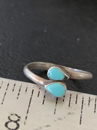 Southwestern Old Pawn Navajo Blue Turquoise Ring | Sterling Silver | Sz 5 | 10780