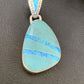 Men's Women's Navajo Blue Turquoise Opal Inlay Pendant | Sterling Silver | Authentic Native American Handmade | 12489