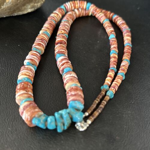 Purple Spiny Oyster Turquoise Necklace | Navajo Sterling Silver | 26" | Authentic Native American Jewelry | 14625 - Masha USA