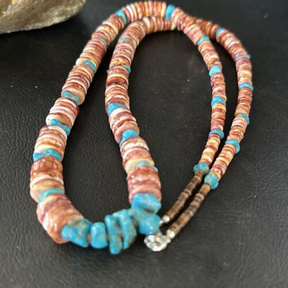Purple Spiny Oyster Turquoise Necklace | Navajo Sterling Silver | 26" | Authentic Native American Jewelry | 14625 - Masha USA