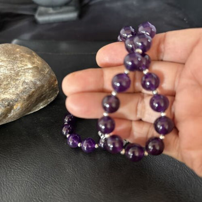 Navajo Sterling Silver Purple Amethyst Bead Necklace | 10mm | 20" | Authentic Native American Handmade | 14814