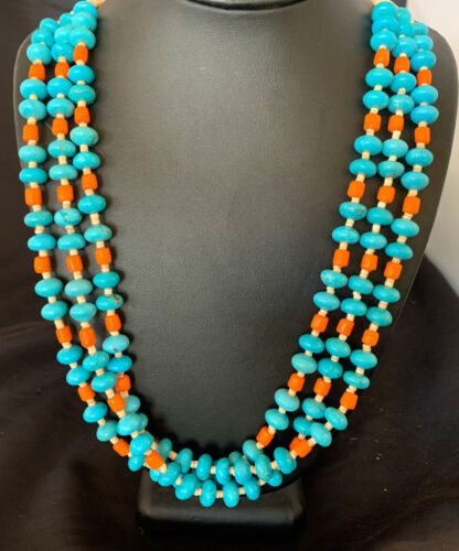Santo Domingo Shell Spiny Oyster Turquoise Necklace | 28" | Authentic Native American Handmade | 11993
