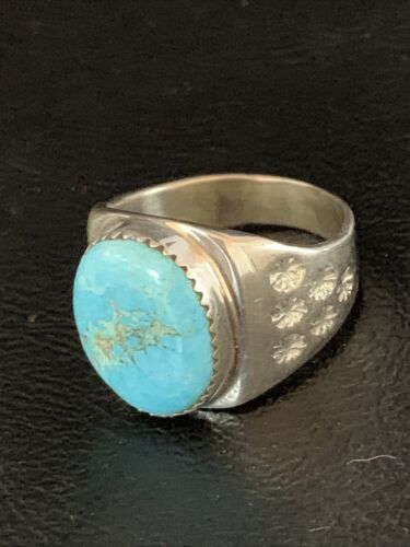 Southwestern Navajo Blue Kingman Turquoise Ring | Sterling Silver | Sz 11 | 14140