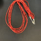 Natural Red Coral Rice Heishi Beads Necklace | 5 Strand | Sterling Silver | 20" | 12927