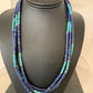 Navajo Lapis & Turquoise 3 Strand Necklace | Sterling Silver | 21" | Authentic Native American Handmade | 01011