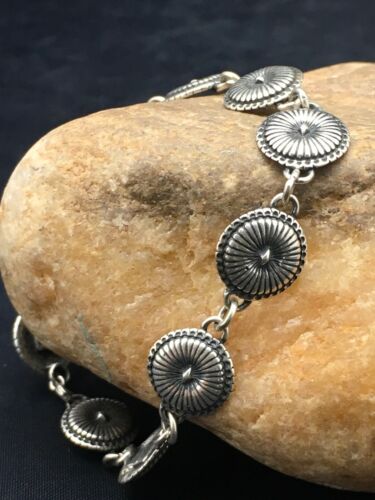 Native American Handmade Navajo Sterling Silver Link Bracelet | 7" | 3117