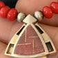 Navajo Pearls Necklace Pendant | Sterling Silver Onyx & Coral Inlay | Authentic Native American Handmade | 1930