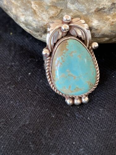 Native American Navajo Blue Turquoise #8 Ring | Sterling Silver | Sz 9.5 | 669