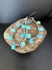 Navajo Blue Cluster Turquoise Bead Earrings | Sterling Silver | Authentic Native American Handmade | 14305