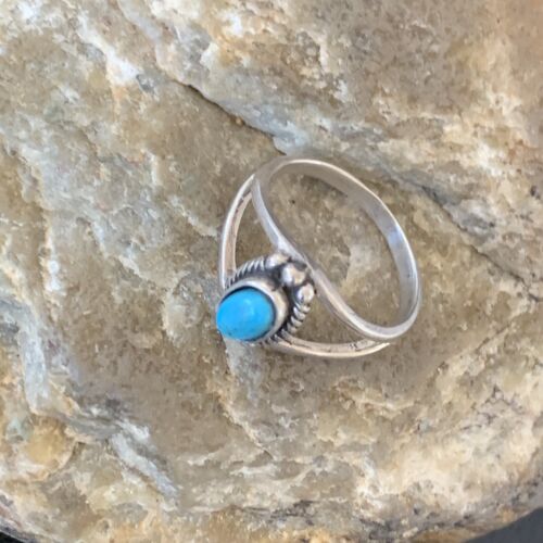 Native Old Pawn Navajo Blue Turquoise Ring | Sterling Silver | Sz 6.5 | 10771