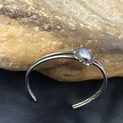 Navajo Pink Opal Cuff Bracelet | Sterling Silver | Authentic Native American Handmade | 10268