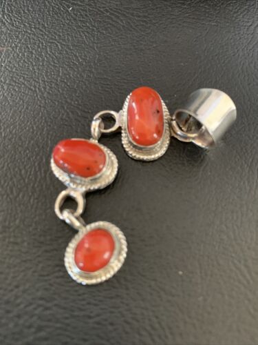 Navajo Red Coral Multi-Stone Necklace Pendant | Authentic Native American Sterling Silver | Multi-Stone | 13244 - Masha USA