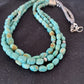 Navajo Royston Turquoise Necklace | 3 Strand | Sterling Silver | Authentic Native American Handmade | 494