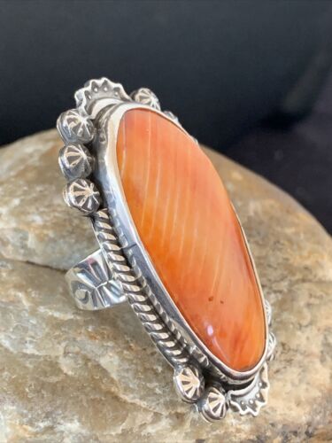Native American Men's Navajo Spiny Oyster Ring | Sterling Silver | Sz 7 | 00998