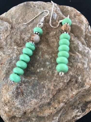 Navajo Sterling Silver Malachite Jasper Earrings | Southwestern Green Stone | Handcrafted Native American