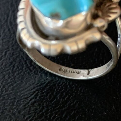 Navajo Blue Kingman Turquoise Ring | Sterling Silver | Sz 10 | Authentic Native American Handmade | 13530