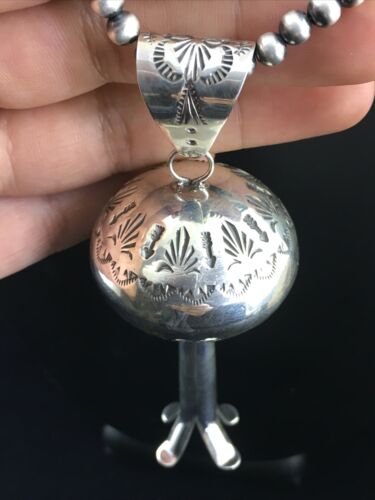 Southwestern Men's Navajo Sterling Silver Large Naja Necklace Pendant | 4" | Authentic Native American Handmade | 10041