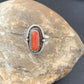 Native American Old Pawn Navajo Red Coral Ring | Sterling Silver | Sz 6 | 10368