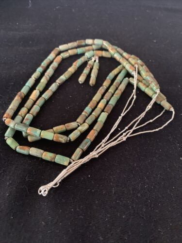 Royston Turquoise 3 Strand Heishi Necklace | Navajo Sterling Silver | Authentic Native American Handmade | 1203