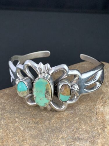 Navajo Sterling Silver Cuff Bracelet | Dry Creek Turquoise | Authentic Native American Handmade | 239