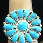 Navajo Blue Kingman Turquoise Cluster Ring | Authentic Native American Sterling Silver | Multi-Stone | Sz 7 | 10112