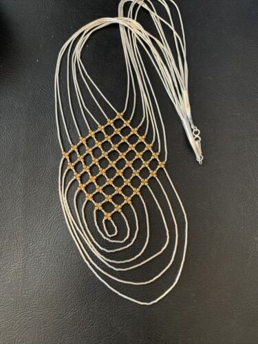 Gold Filled Liquid Silver Heishi Necklace | 7 Strand Sterling Silver Tube | 18" | 12632