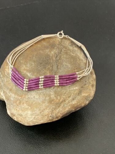 Navajo Purple Sugilite Heishi Bracelet | Sterling Silver | 8" | Authentic Native American Handmade | 2175