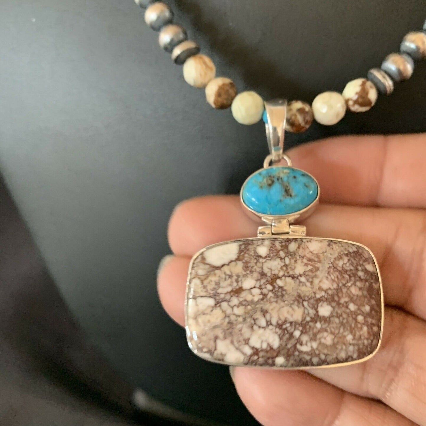 Navajo Multi-Stone Wild Horse Turquoise Necklace Pendant | Sterling Silver | Authentic Native American Handmade | 11375