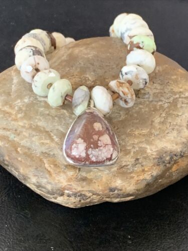 Navajo Wild Horse Turquoise Necklace | Sterling Silver | 21" | Authentic Native American Handmade | 12499