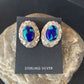 Native American Women's Blue Azurite Nugget Earrings | Sterling Silver | 13016
