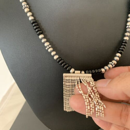 Women's Black Onyx Sterling Silver Pendant Necklace | Southwestern Jewelry | 18" | 02148