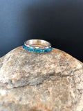 Southwestern Navajo Blue Opal Inlay Ring | Sterling Silver | Sz 9.5 | Authentic Native American Handmade | 10612