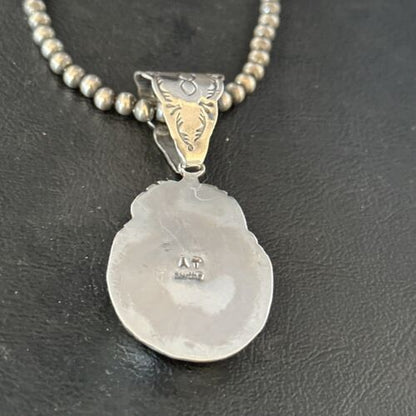 Navajo Blue Golden Hills Pendant Necklace | Sterling Silver | Authentic Native American Handmade | 14600