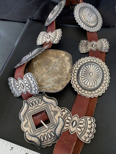 Native American Sterling Silver Navajo Concho Belt | Authentic Handmade | 12135 - Masha USA