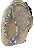 Navajo Turquoise & Spiny Oyster Inlay Pendant Necklace | Sterling Silver | Authentic Native American Handmade | 01622