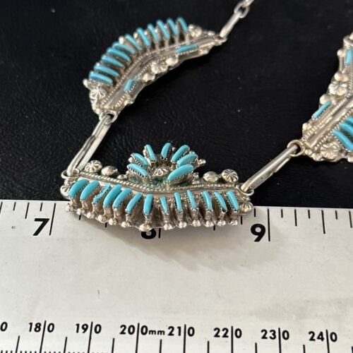 Zuni Kingman Turquoise Needle Point Necklace Pendant | 20" | Sterling Silver | 14536
