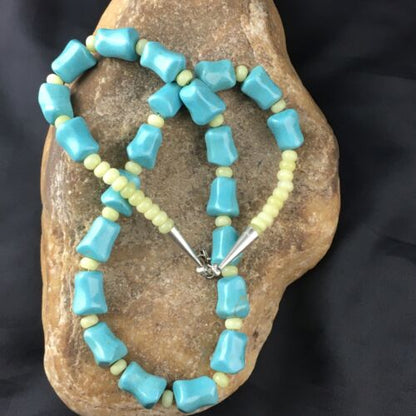 Navajo Blue Turquoise Spiny Oyster Necklace | Sterling Silver | 19" | Authentic Native American Handmade | 10121