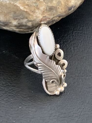 Navajo White Buffalo Turquoise Ring | Sterling Silver | Sz 5.5 | Authentic Native American Handmade | 12183