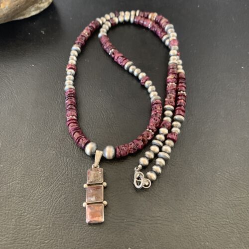 Navajo Wild Horse Pendant | Sterling Silver Purple Spiny Oyster Necklace | Multi-Stone | 12358
