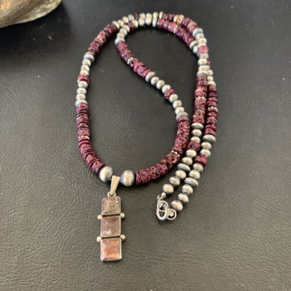 Navajo Wild Horse Pendant | Sterling Silver Purple Spiny Oyster Necklace | Multi-Stone | 12358