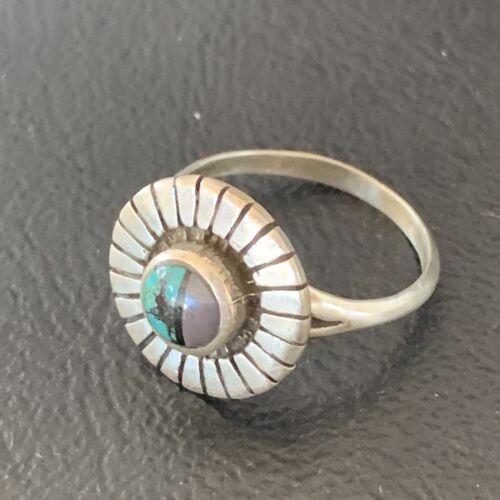 Navajo Blue Turquoise Sugilite Inlay Ring | Sz 6 | Sterling Silver | Authentic Native American Handmade | 11178