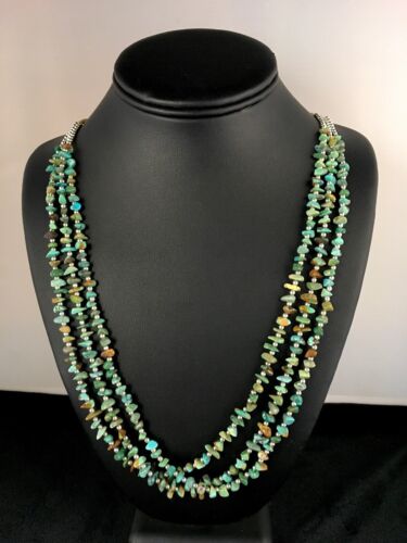 Native American Santo Domingo Turquoise Necklace & Bracelet Set | 3 Strand | 8762