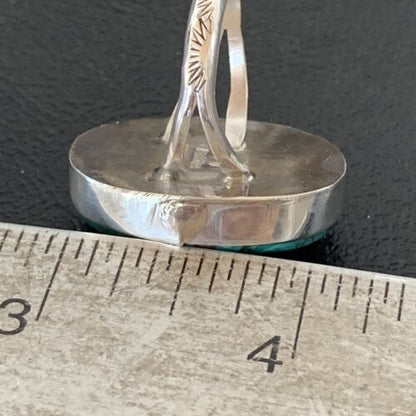 Men's Navajo Blue Spiderweb Turquoise Ring | Sterling Silver | Sz 10.5 | Authentic Native American Handmade | 1832