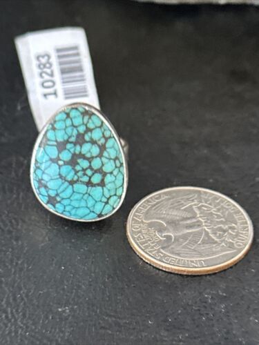 Navajo Blue Spiderweb Turquoise Ring | Sterling Silver | Sz 6 | 10283